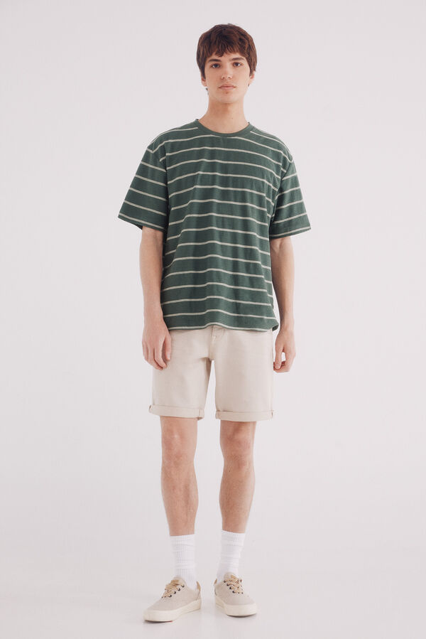 Springfield Camiseta riscas de algodão verde