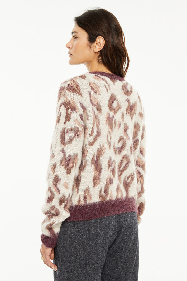 System Action Camisola jacquard com estampa animal bege