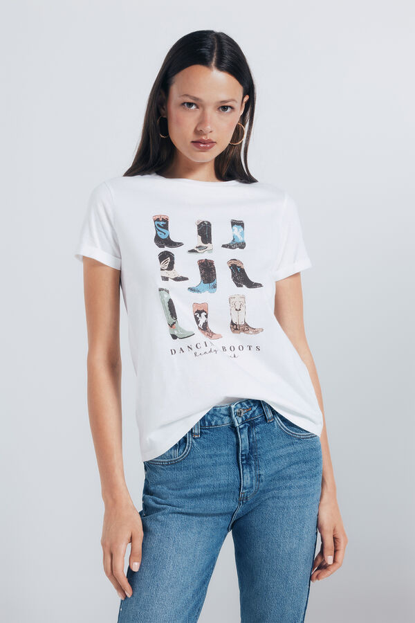 Springfield Camiseta "Botas de dança" cru