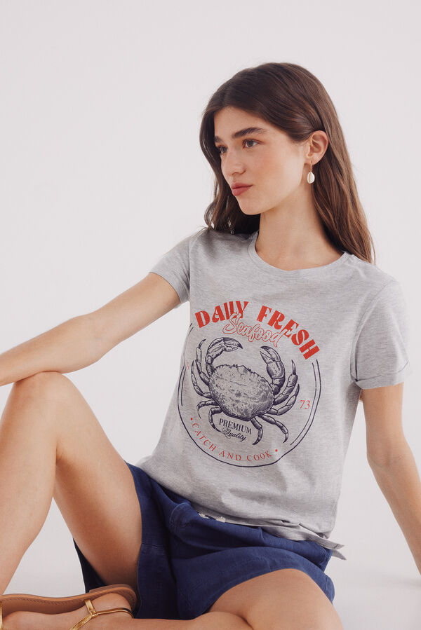 Springfield "Daily fresh seafood" T-shirt grey