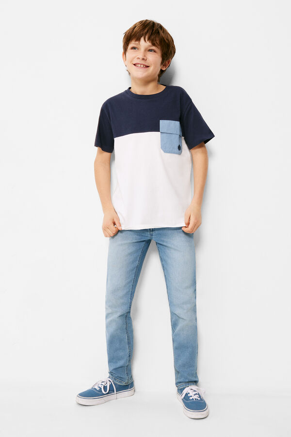 Springfield Camiseta block color bolsillo niño azul oscuro