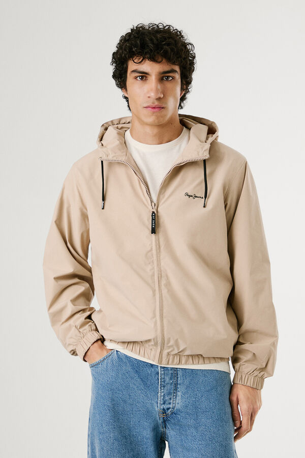 Pepe Jeans Blus&atilde;o corta-vento com logo no peito. bege