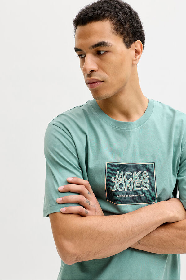 Jack & Jones Camiseta b&aacute;sica com logo azul