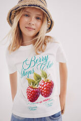 Springfield Kids Camiseta da menina cereja branco