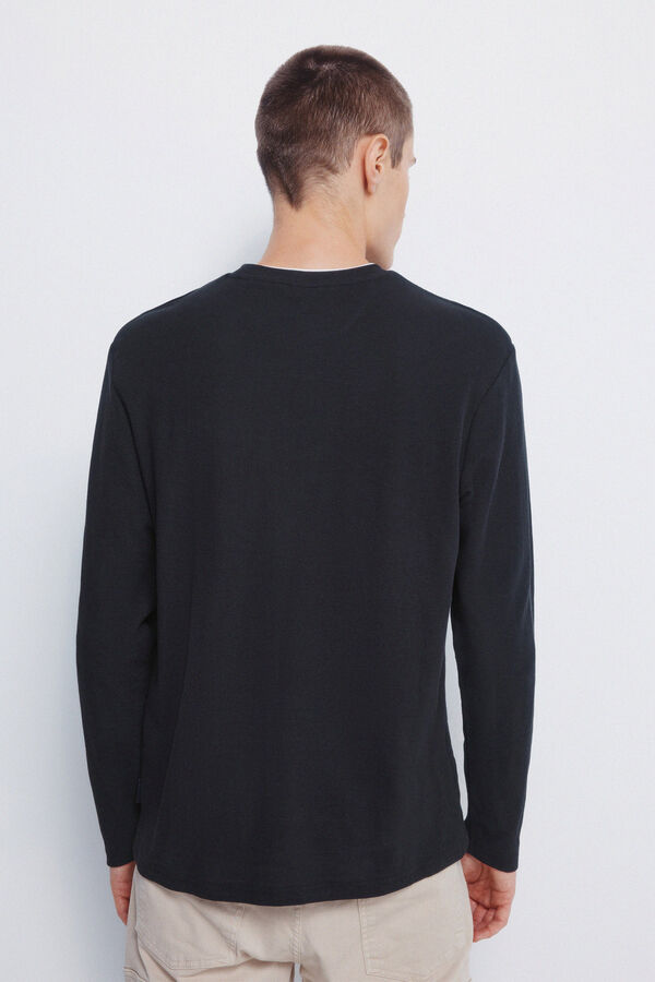 Springfield Camiseta com tecido dupla waffle preto