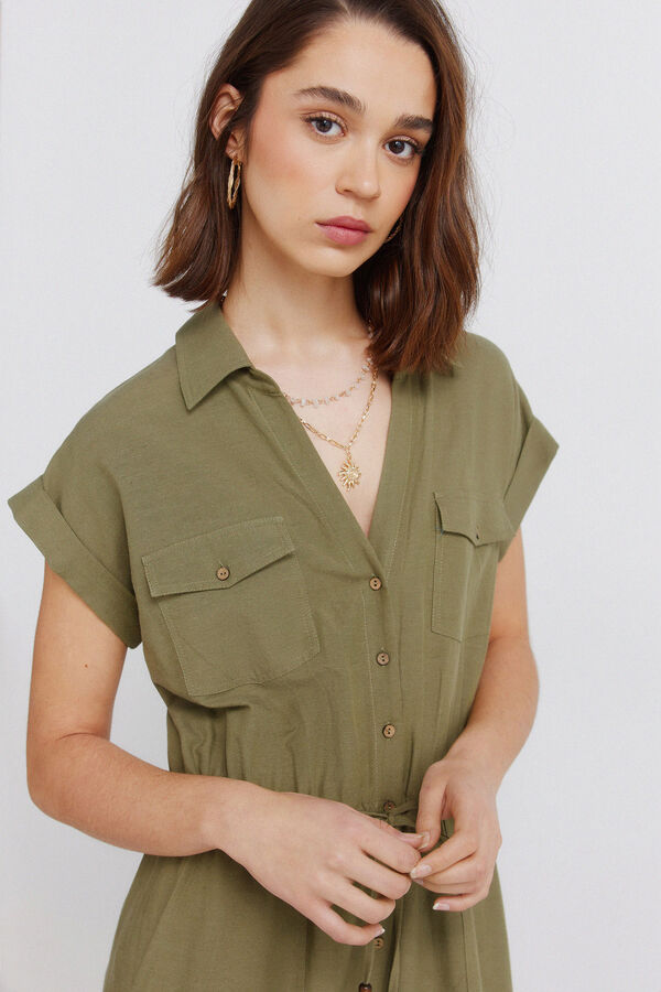 Springfield Macac&atilde;o em linho com bolsos estampado