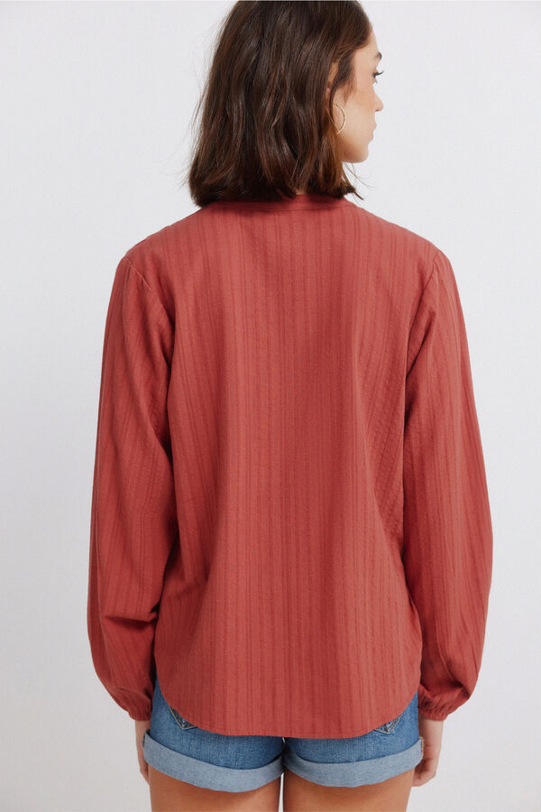 Springfield Blusa manga comprida bordada borgonha
