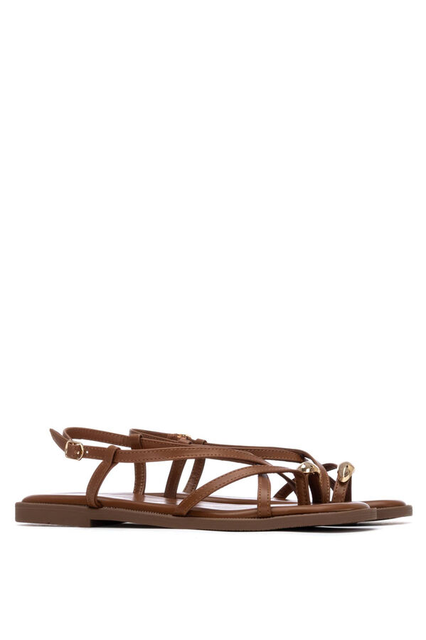 XTI Sandalia minimalista tiras marr&oacute;n