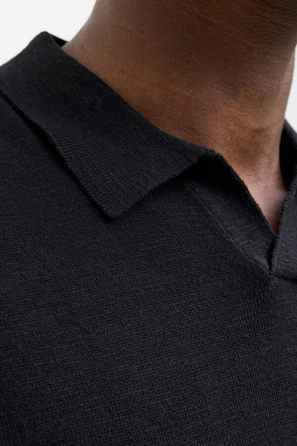 Jack & Jones Camisa polo de tecido de regular fit malha preto
