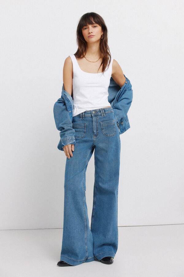 Springfield T-shirt de al&ccedil;as duplo tecido branco