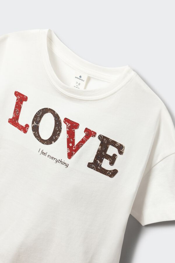 Springfield Kids T-shirt de manga curta "Love" menina branco