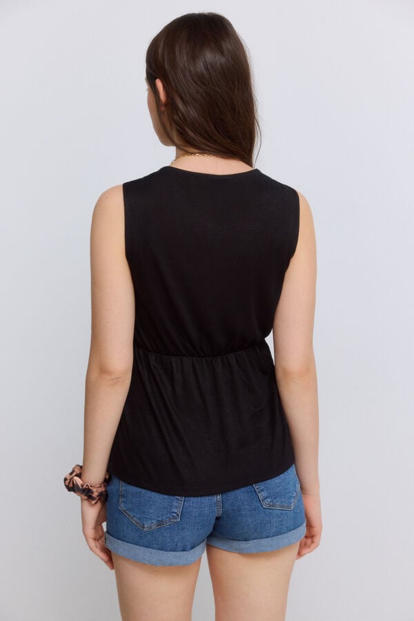 Springfield T-shirt sem mangas em crochet preto