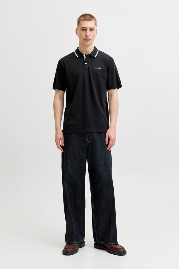 Jack & Jones Polo em piqu&eacute; com logo preto