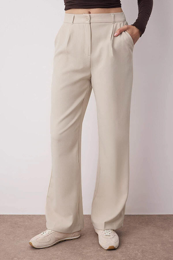 Trendyol Cal&ccedil;a de alfaiataria reta cinzento