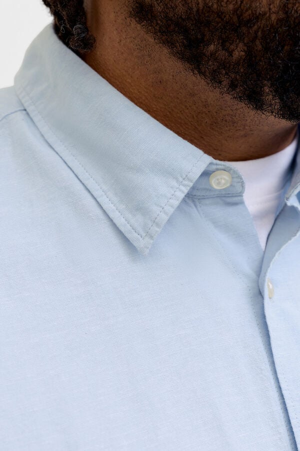 Jack & Jones PLUS Camisa de linho de manga comprida azul