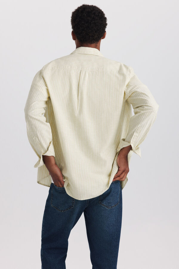 Springfield Camisa tipo lino rayas kaki