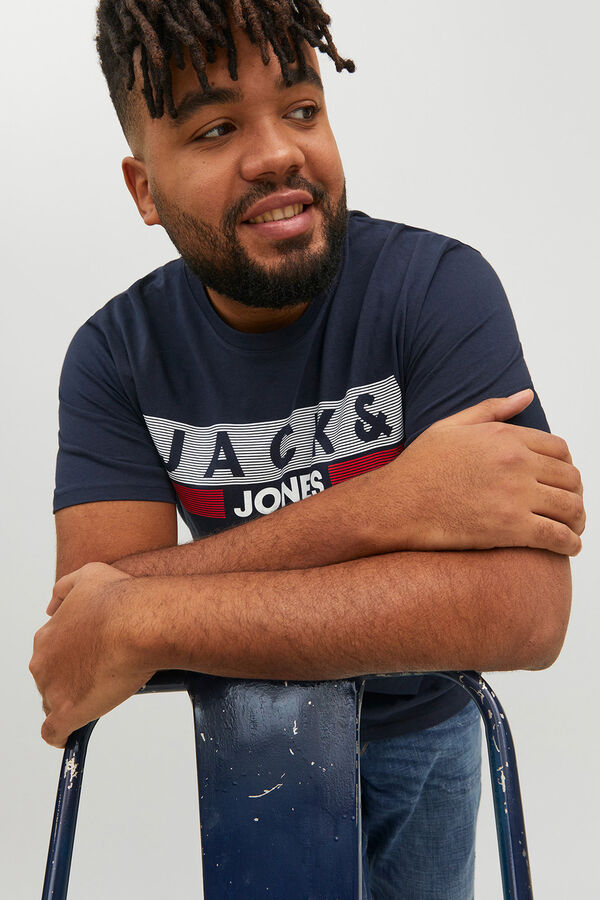 Jack & Jones PLUS T-shirt b&aacute;sica logo azul