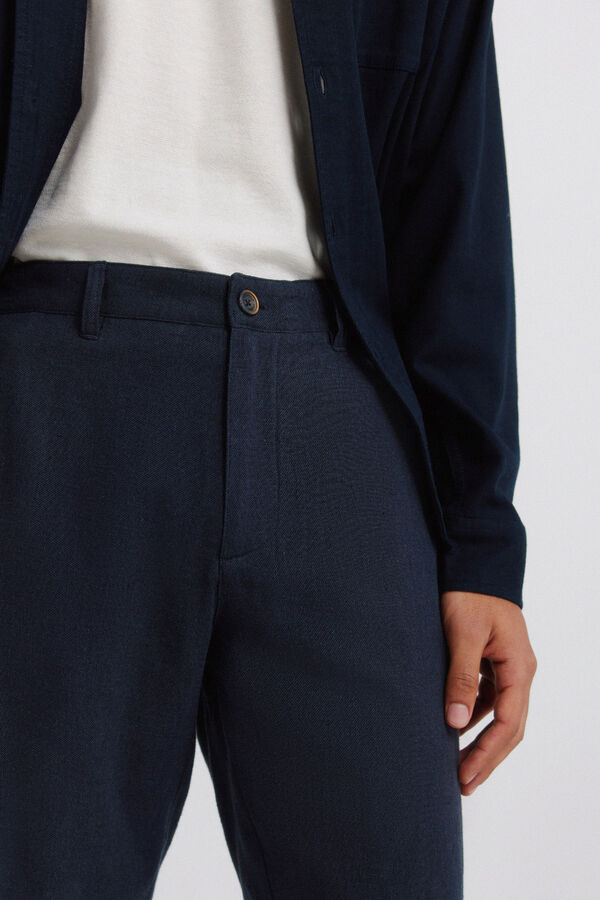 Springfield Dobby linen comfort fit Bermuda shorts blue