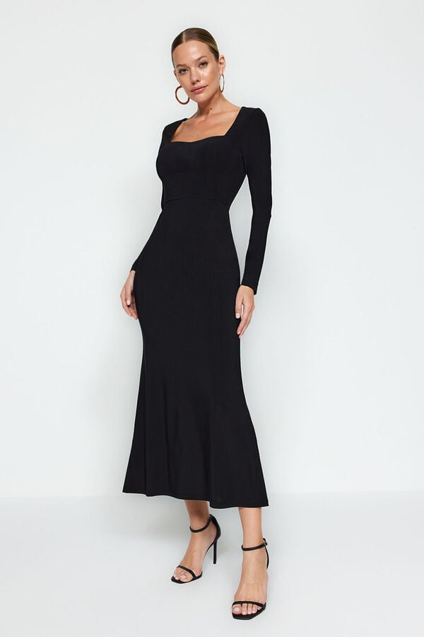 Trendyol Vestido maxi de punto negro