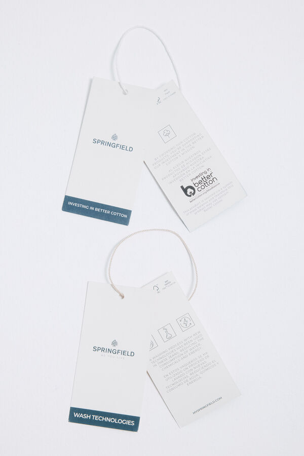 Springfield Camisa jeans com bolsos azul