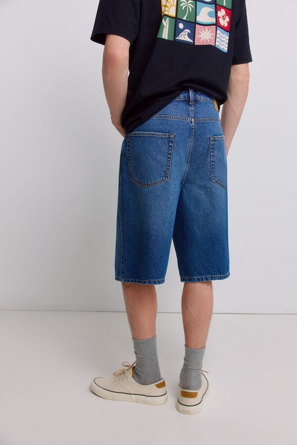 Springfield Bermuda jeans baggy fit azul