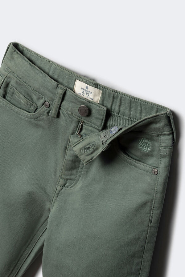 Springfield Kids Calça amarela slim fit de 5 bolsos para meninos verde