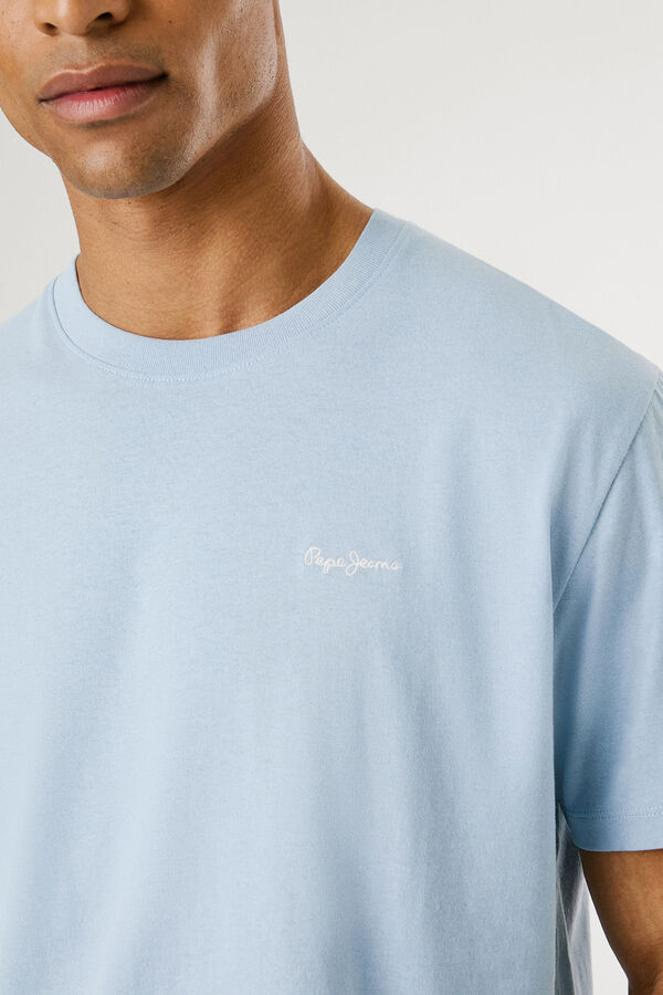 Pepe Jeans  Camiseta de manga curta com logo bordado. azul