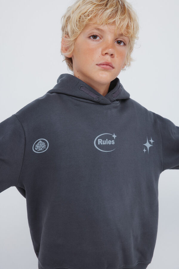 Springfield Kids Sweatshirt "Abrace a bagunça" para capuz cinzento