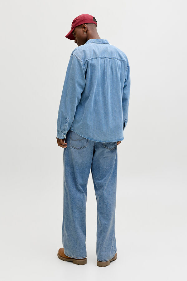 Jack & Jones Jeans perna larga cintura m&eacute;dia em algod&atilde;o azul