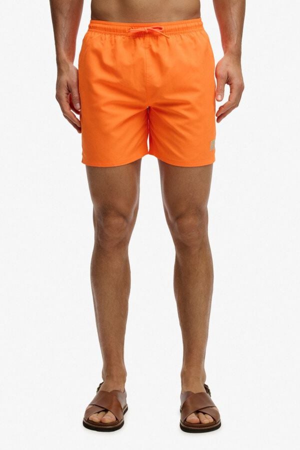 Superdry Fato de banho liso b&aacute;sico com logo vermelho
