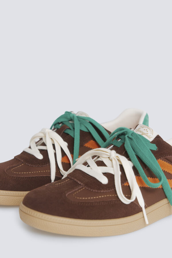 Springfield Sneaker retro em pele castanho
