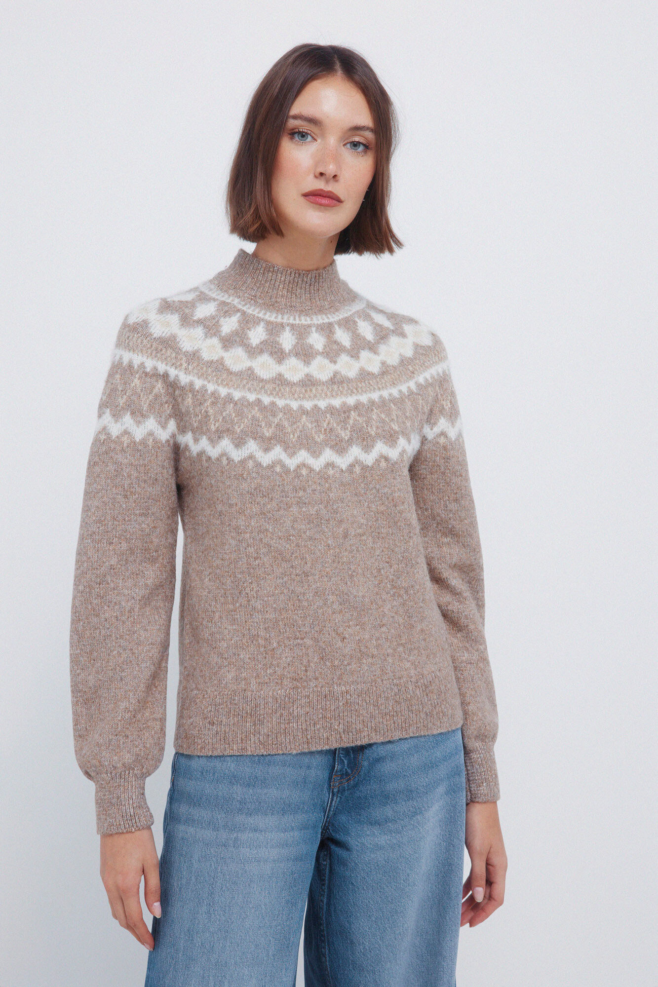 Springfield Camisola com acabamento em pele jacquard