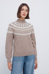 Springfield Camisola com acabamento em pele jacquard cru