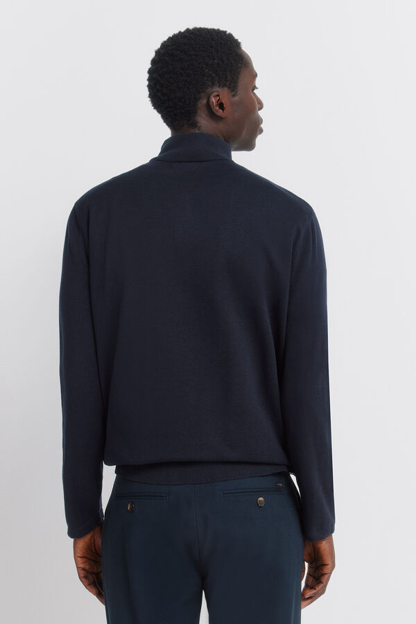 Springfield Camisola b&aacute;sica com fecho de fecho-&eacute;clair azul