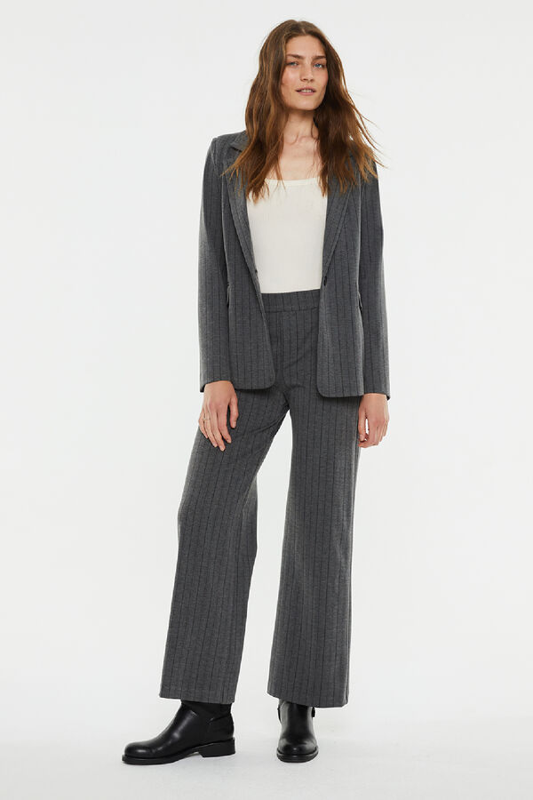 System Action Pantalón recto tejido raya diplomática gris