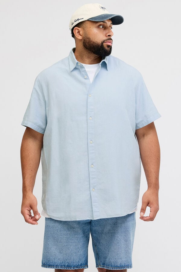 Jack & Jones PLUS Camisa b&aacute;sica de manga curta azul