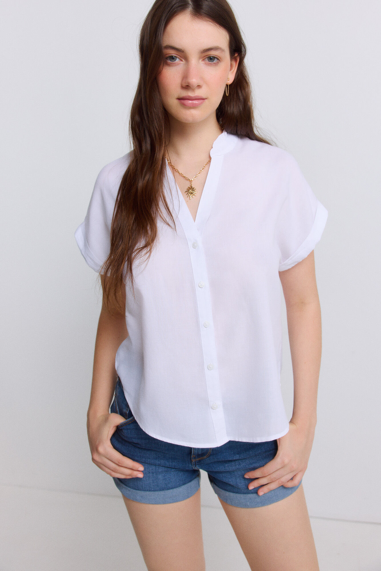 Springfield Blusa gola mao com folhinhos