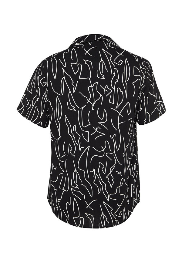 Trendyol Camisa estampada de manga curta preto