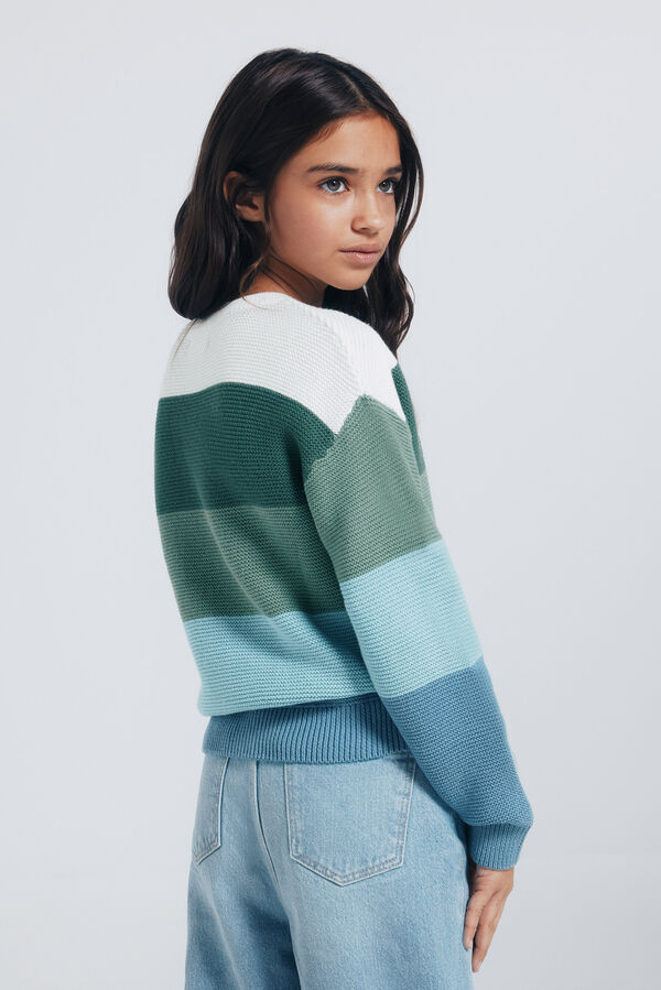 Springfield Kids Camisola às riscas para menina verde