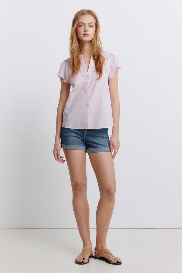 Springfield Blusa em algod&atilde;o lace rosa