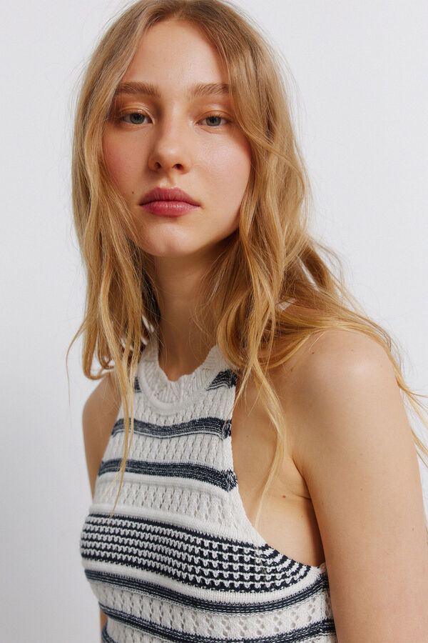 Springfield Vestido pointelle gola halter bege