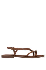 XTI Sandalia minimalista tiras marr&oacute;n