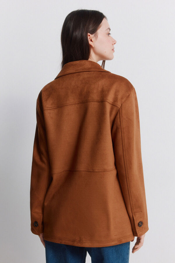 Springfield Blazer em camur&ccedil;a sint&eacute;tica camel