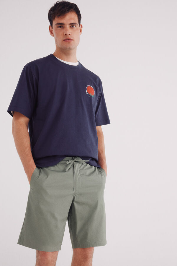 Springfield Bermudas de popelina com ajuste confortável verde