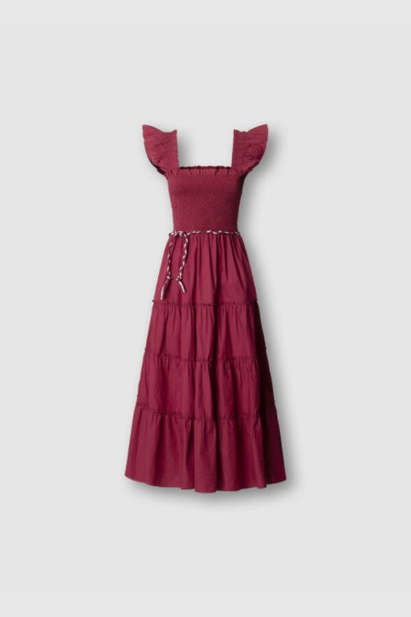 Pepe Jeans Vestido comprido de manga curta vermelho