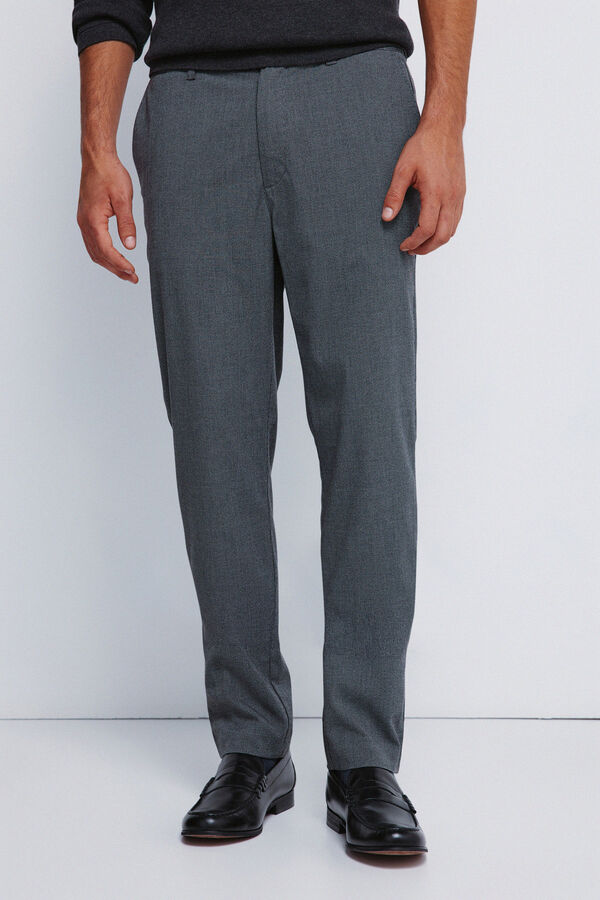 Springfield Cal&ccedil;a estruturadas e slim fit cinzento