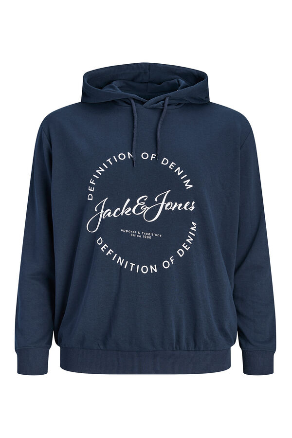 Jack & Jones PLUS Sweatshirt com capuz em algod&atilde;o azul