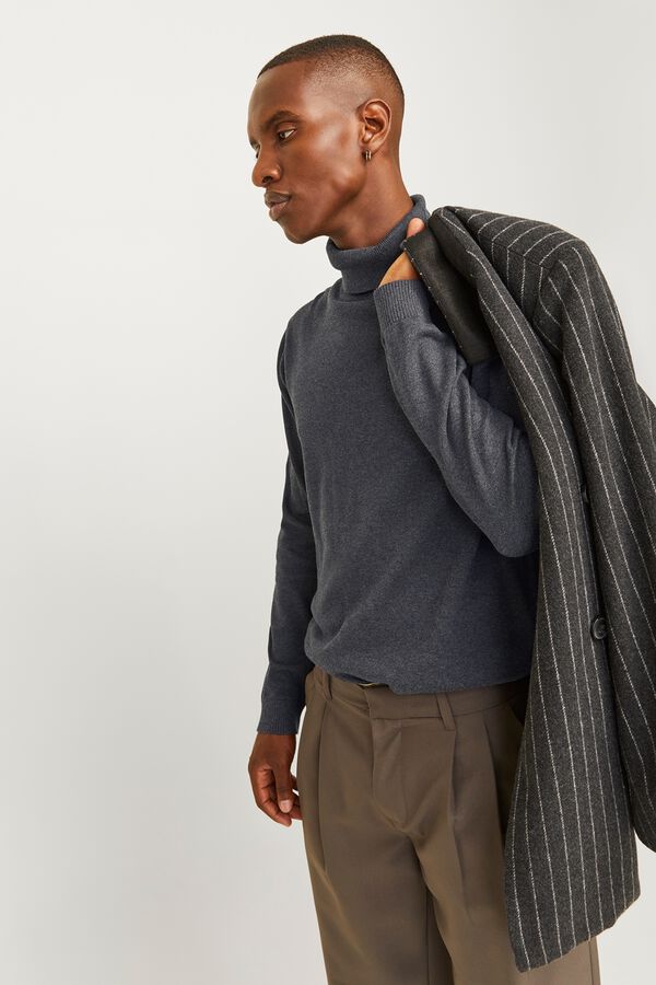 Jack & Jones Camisola de gola alta em algod&atilde;o cinzento