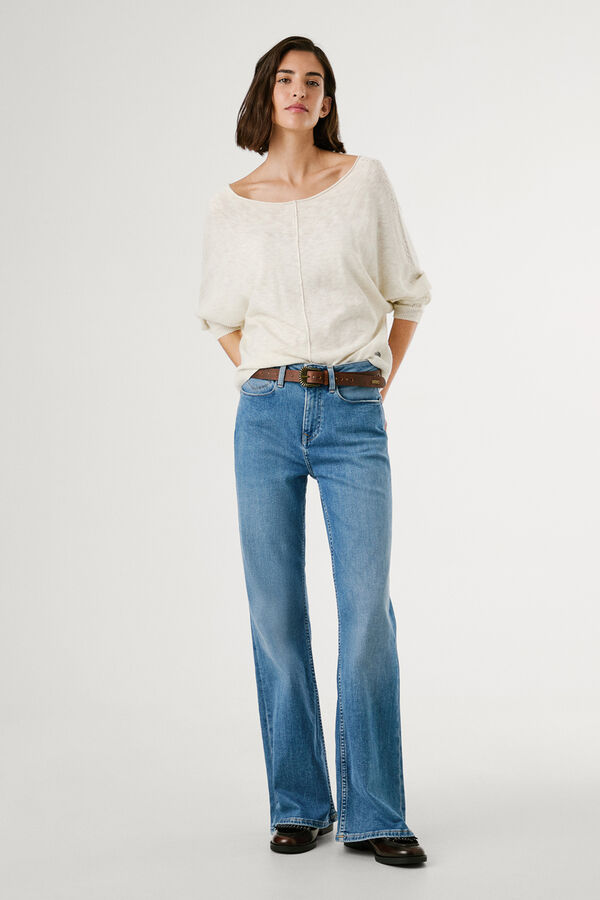 Pepe Jeans  Blusa de malha de malha manga comprida com detalhe nas mangas.  branco
