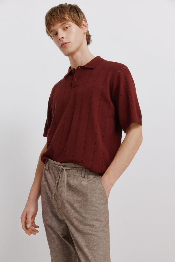 Springfield Cal&ccedil;as chino em linho comfort fit cru